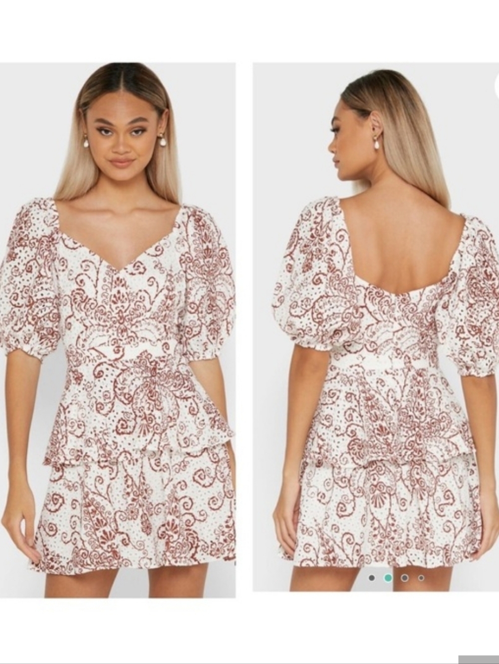 Ted Baker White Mini Dress with Rust Paisley Print